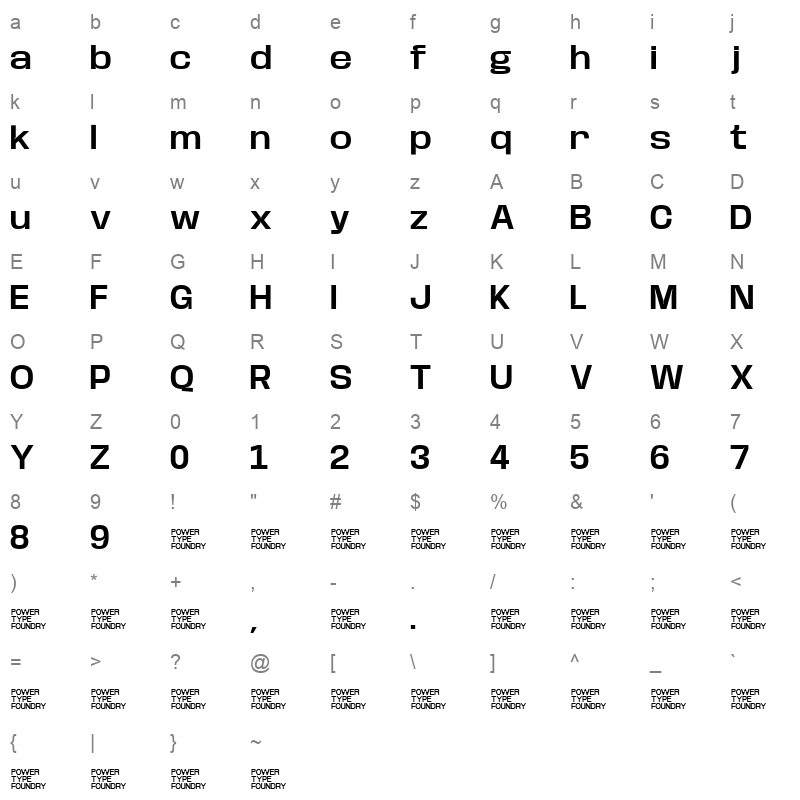 BaseNeuel Wide SemiBold Character Map
