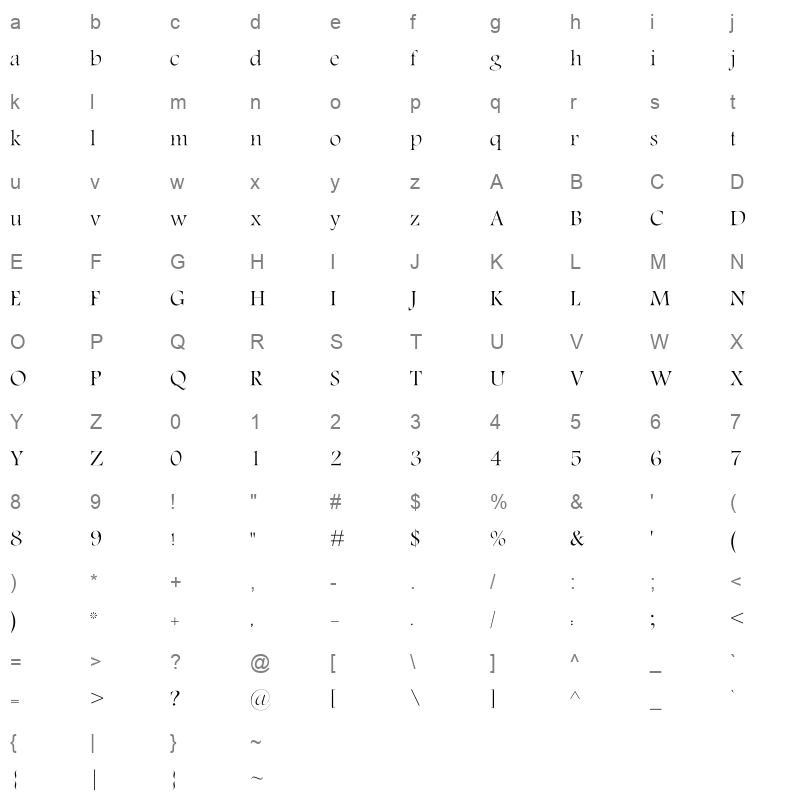Basha 14E Light Character Map