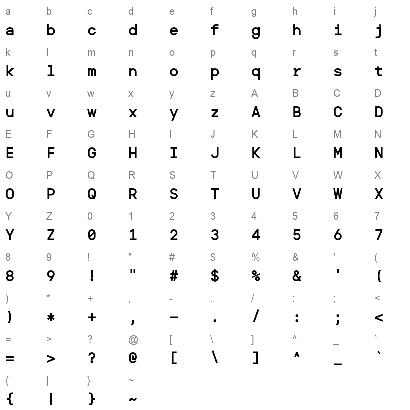 BasicallyAMono SemiBold Character Map