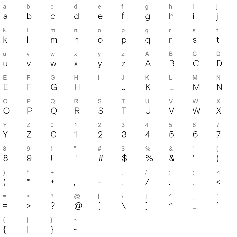 basis grotesque arabic pro light Character Map