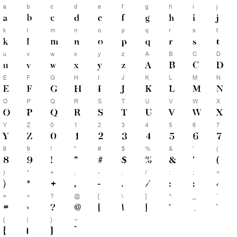 baskerville random bold Character Map