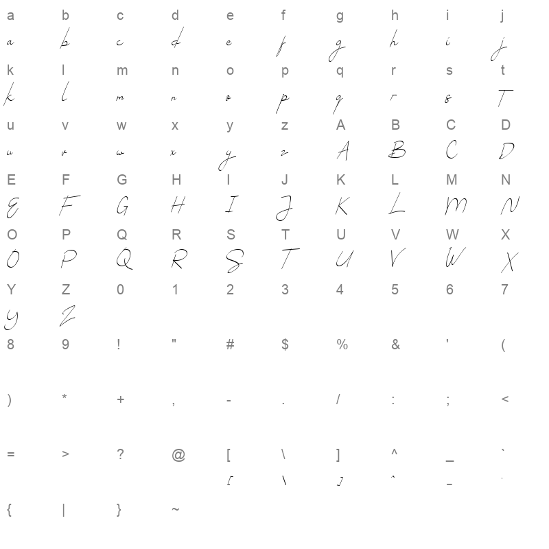 bastray regular Character Map