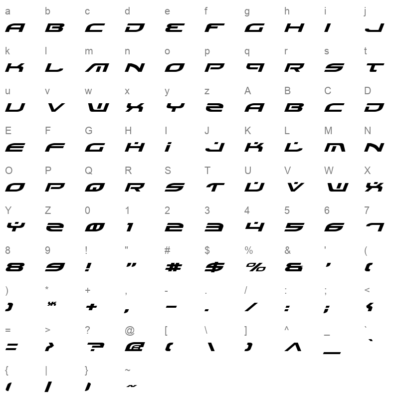 battlefield expanded italic Character Map