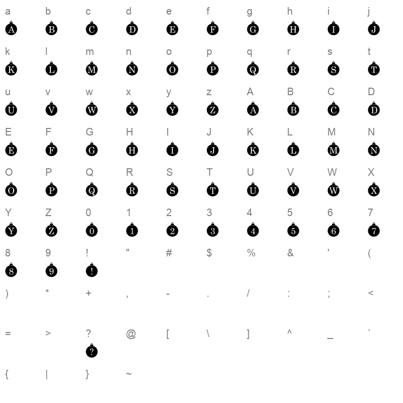 bauble monogram Character Map