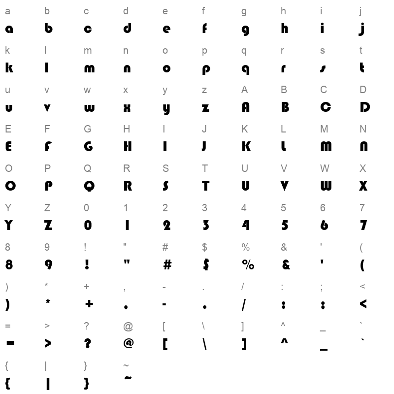 bauhaus 93 Character Map