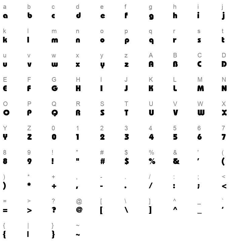 bauhaus heavy light Character Map