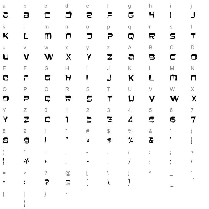 baveuse gaunt Character Map