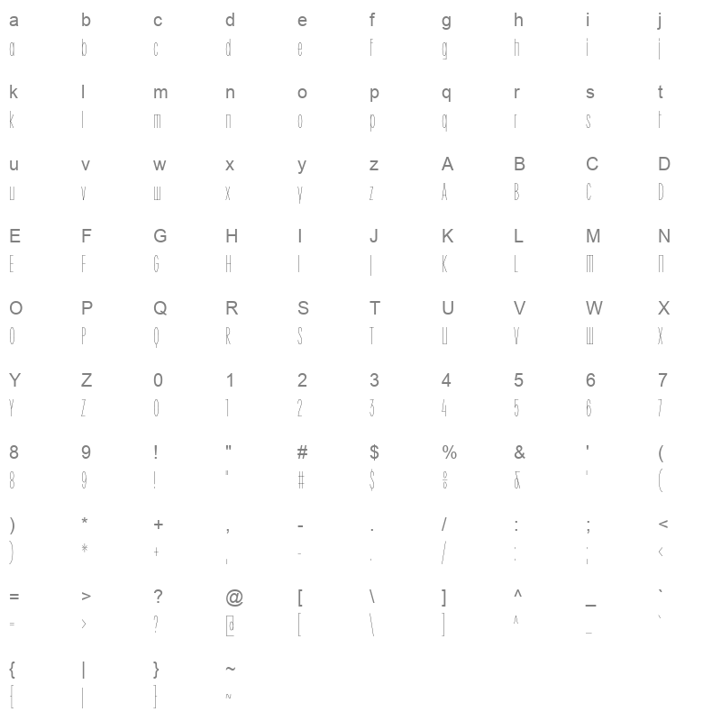 bc ludva thin Character Map