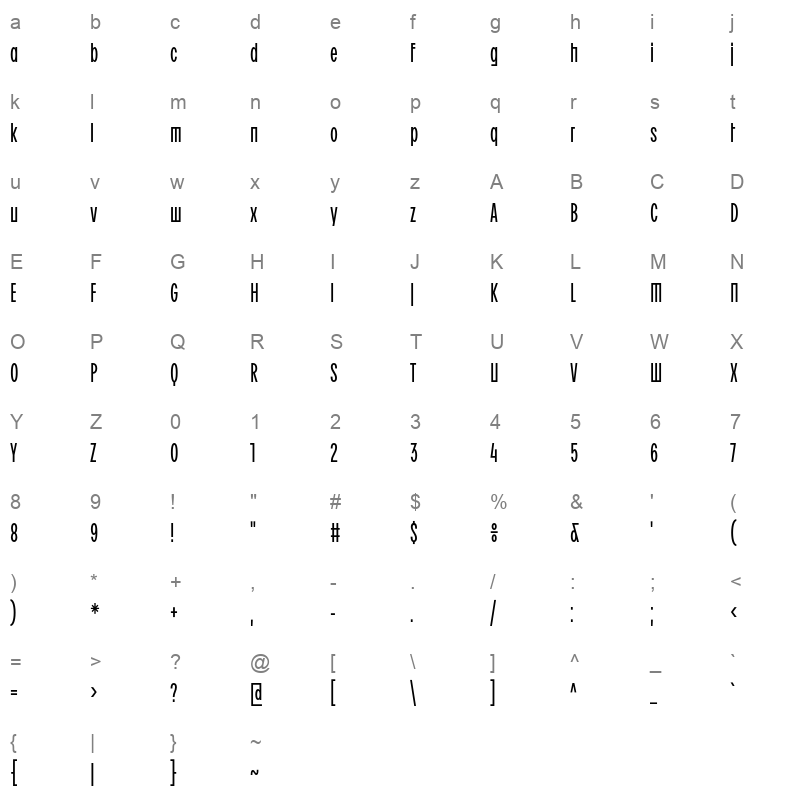 bc ludva Character Map