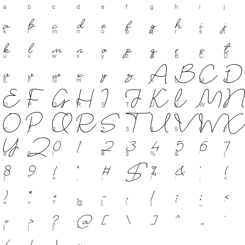 be awesome italic Character Map