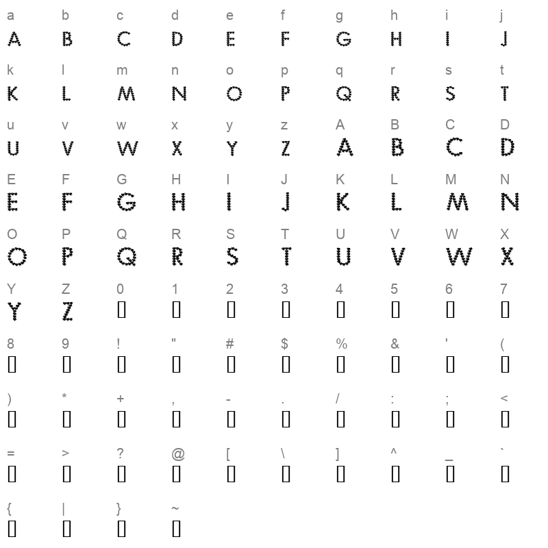be my valentine font Character Map