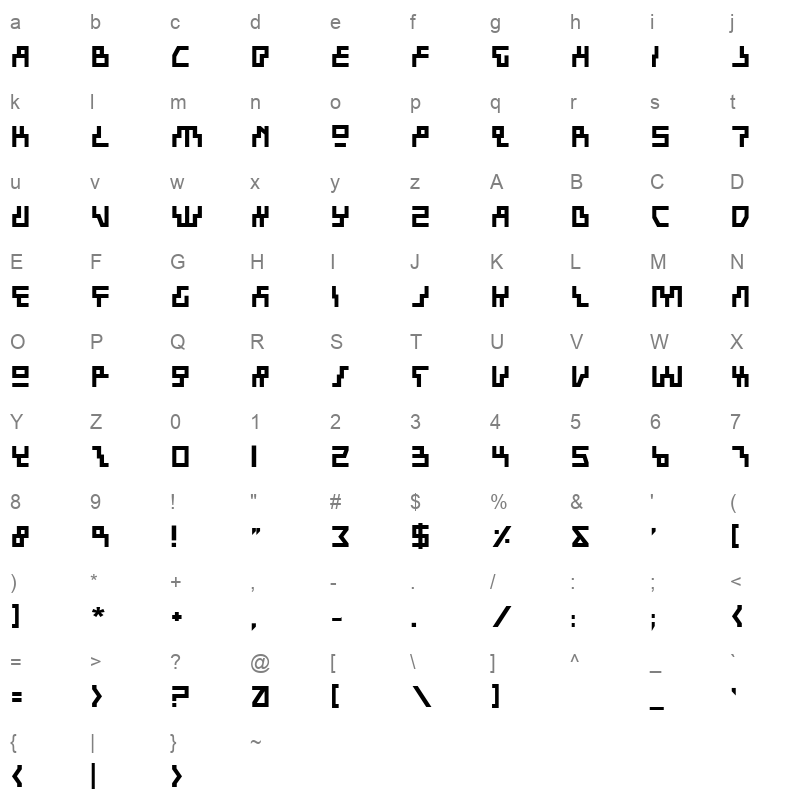 beam rider bold Character Map