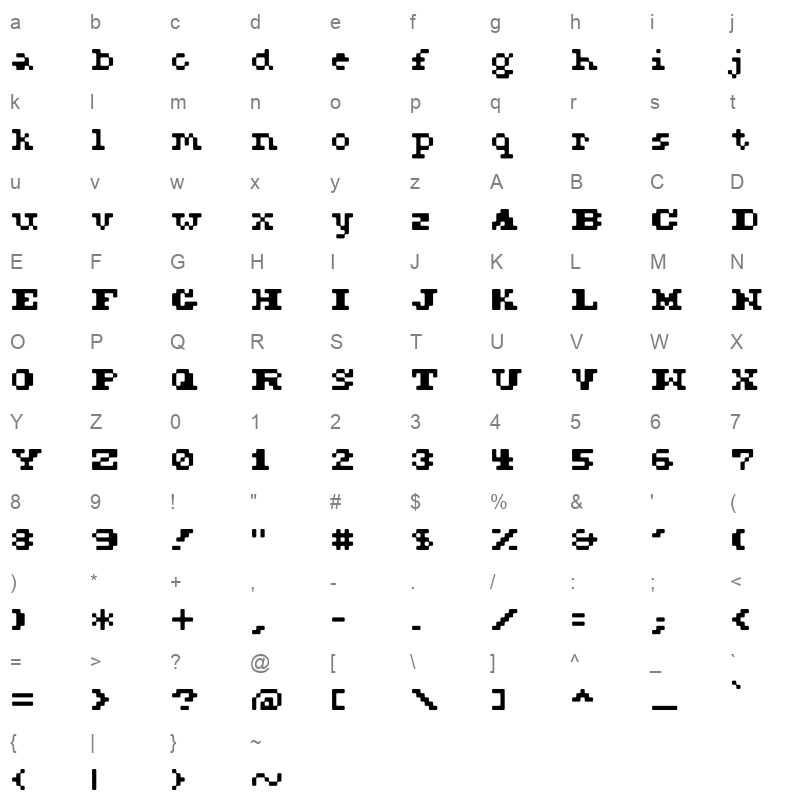 Beast Regular Character Map