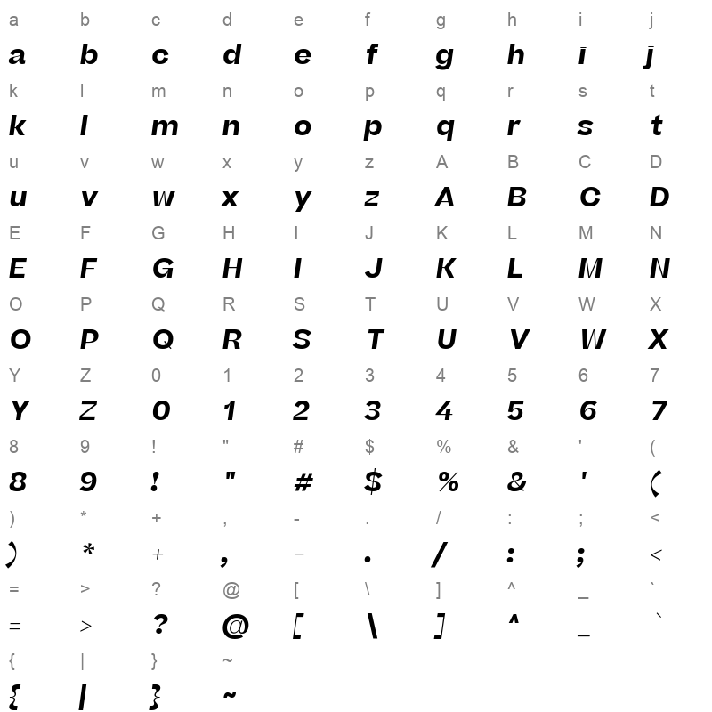 beatrice deck bold italic Character Map