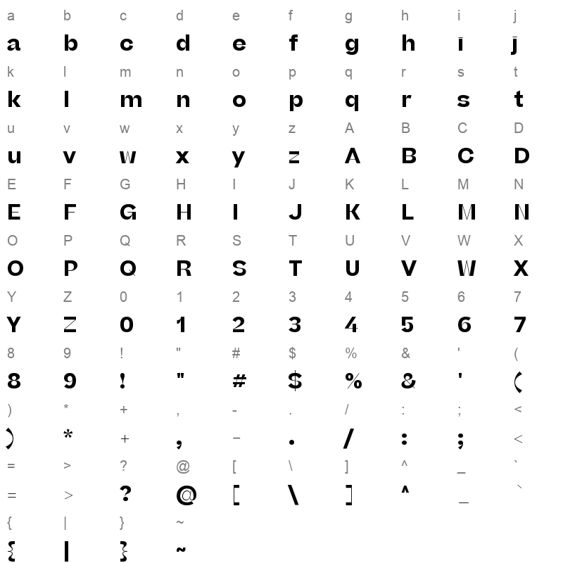 beatrice headline bold Character Map