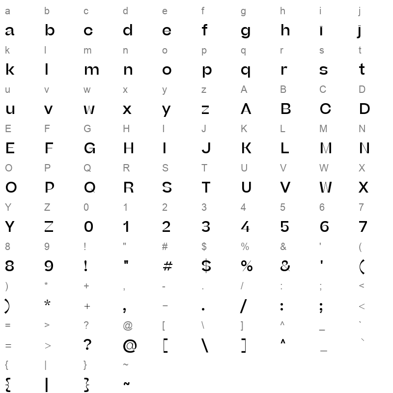 beatrice headline medium Character Map