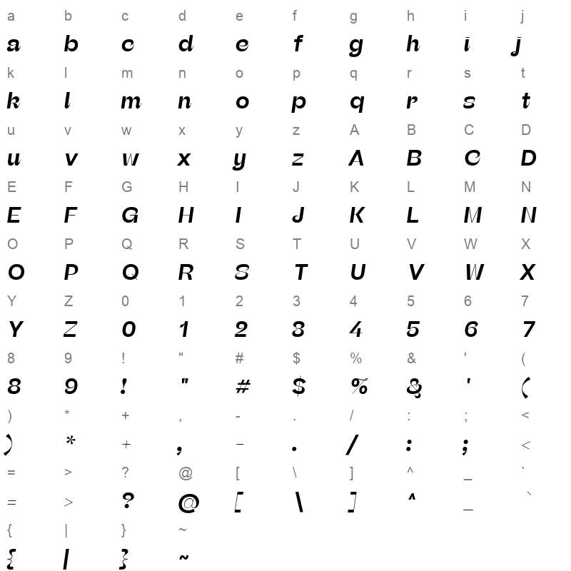 beatrice headline semibold italic Character Map