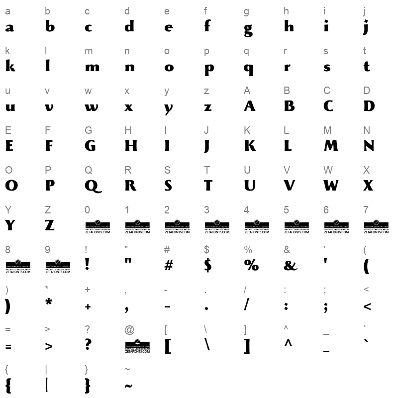 beatrix antiqua black Character Map