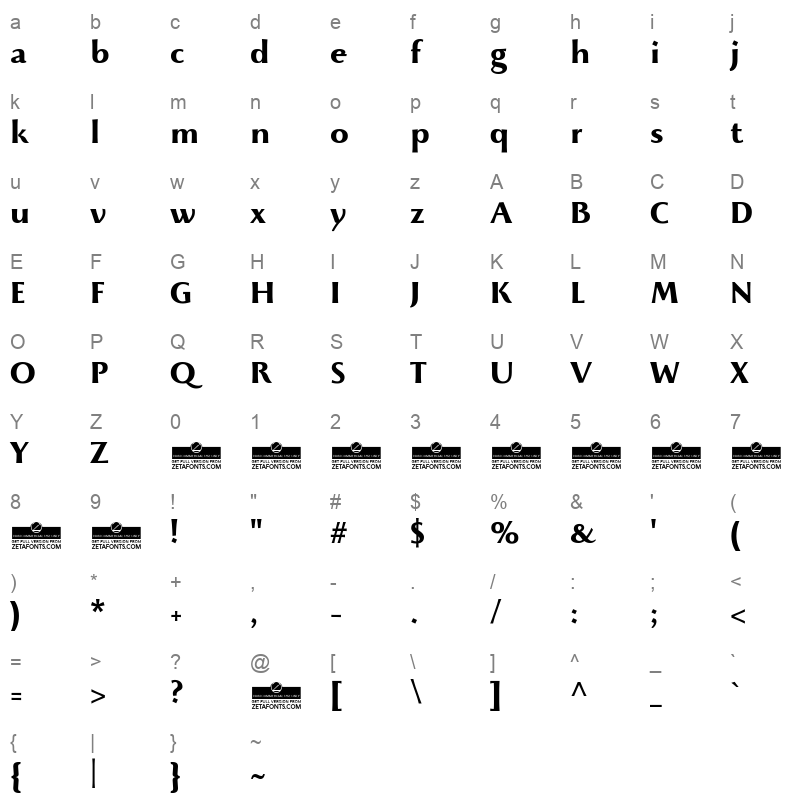 beatrix antiqua bold Character Map