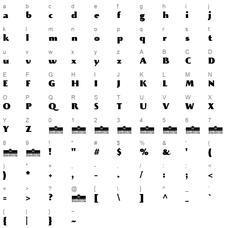 beatrix antiqua extrablack Character Map