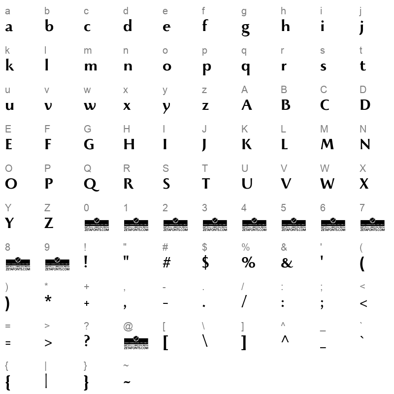 beatrix antiqua semibold Character Map