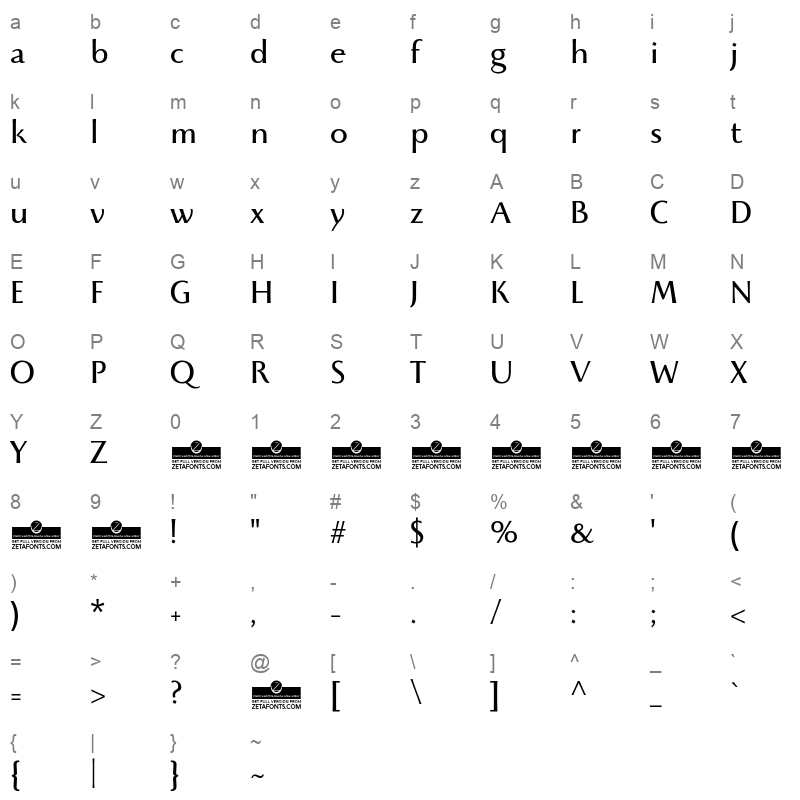 beatrix antiqua Character Map