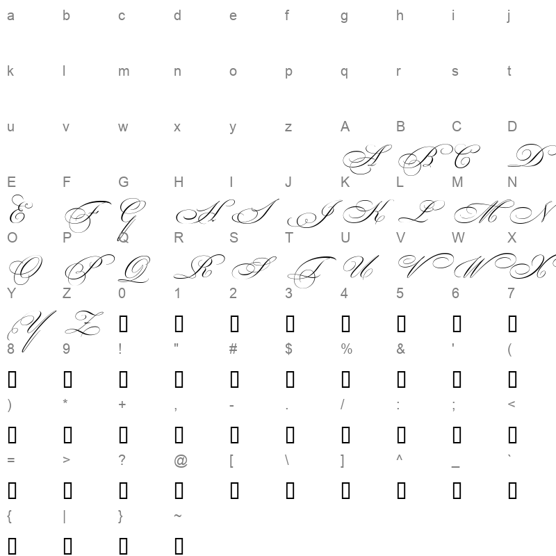 beautiful caps es swash capitals Character Map
