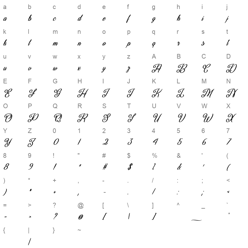 Beautiful Christmas ttf Character Map