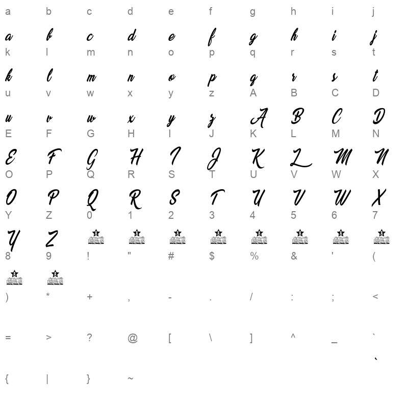 beautiful lovers personal use Character Map