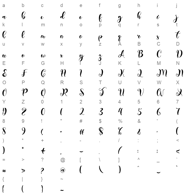beautiful monogram Character Map