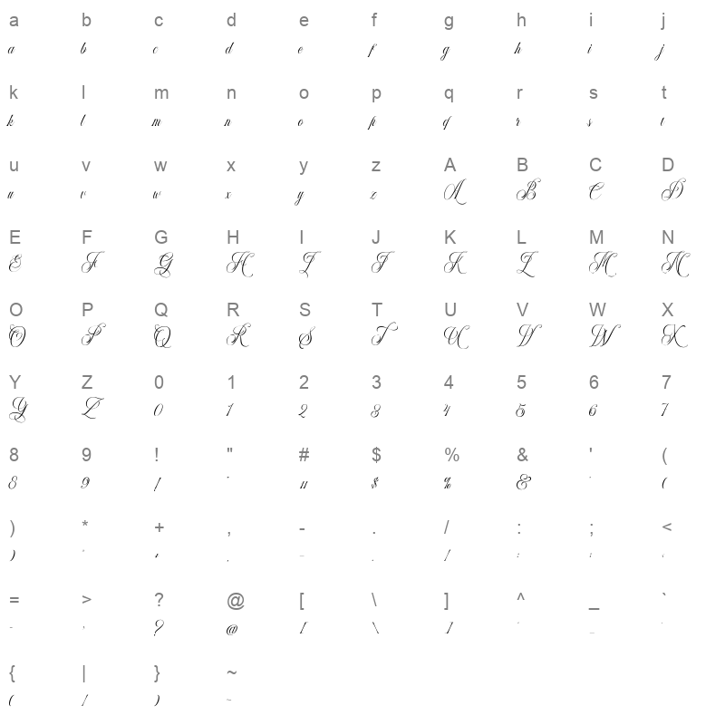 beautiful soul regular Character Map