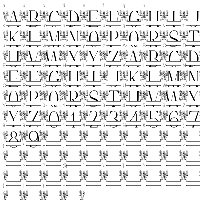 beauty blossom line monogram Character Map
