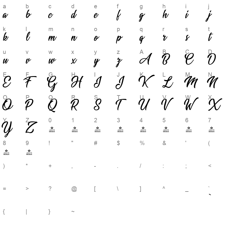 beauty bright personal use Character Map