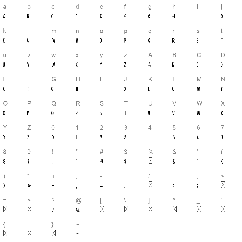 beauty display regular Character Map