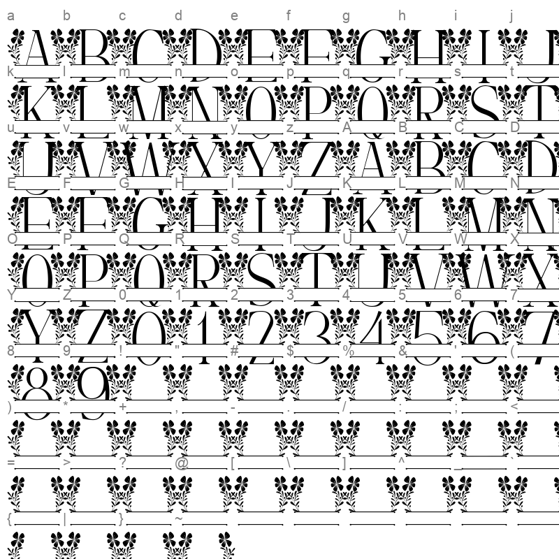 beauty floral line monogram Character Map