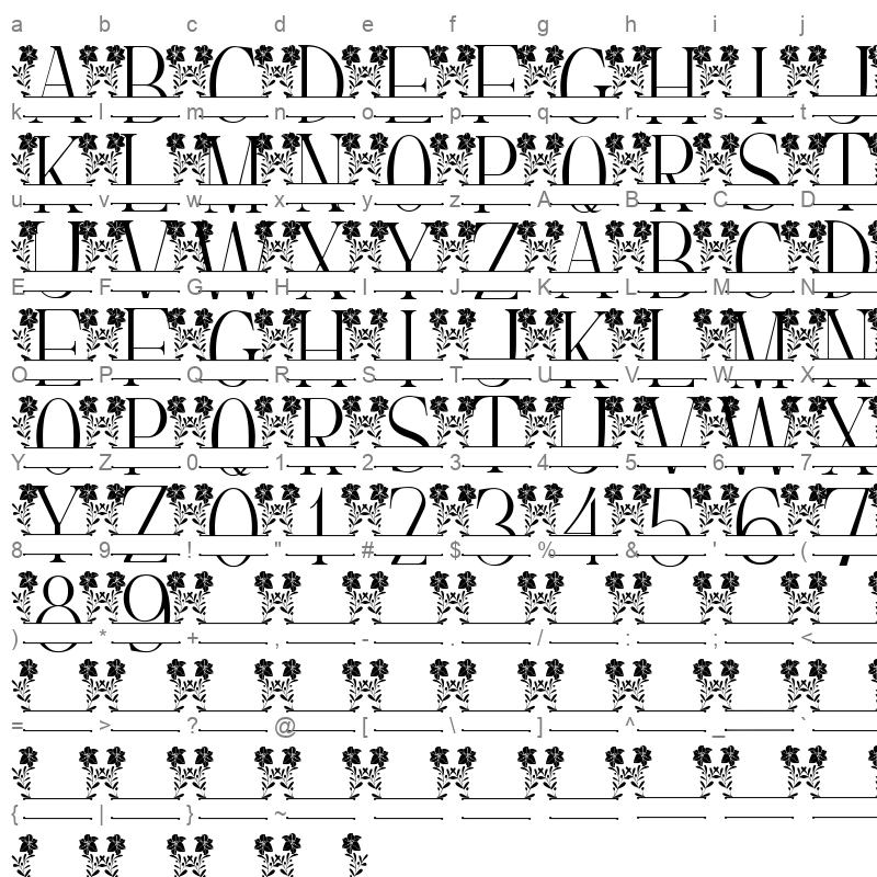 beauty lily line monogram Character Map