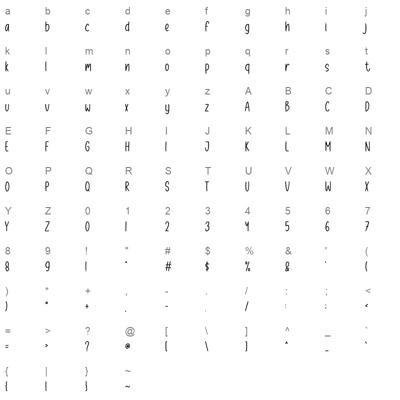 Beauty OTF Character Map
