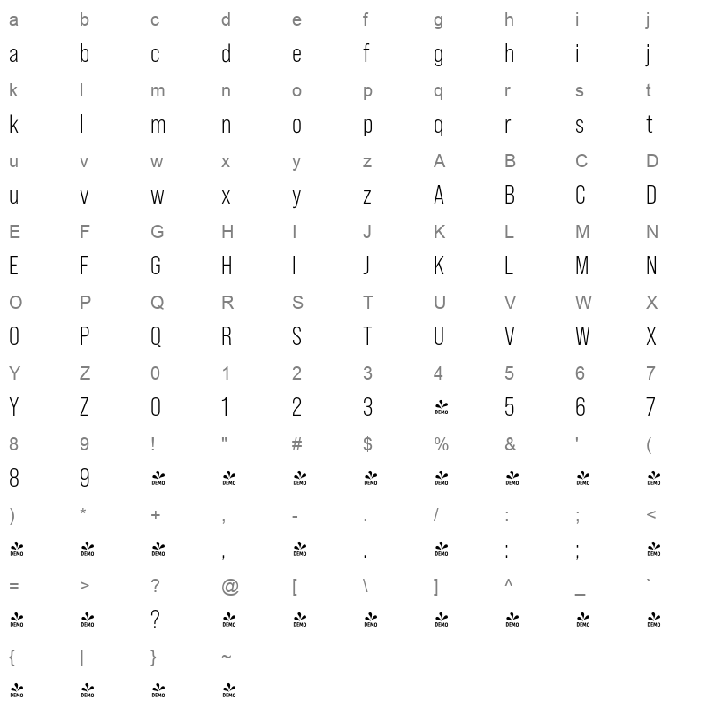 bebas neue pro book Character Map
