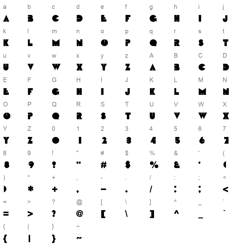 bebit Character Map