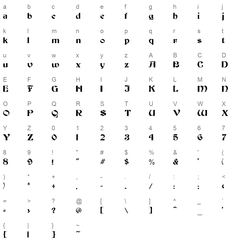 becker medium medium Character Map