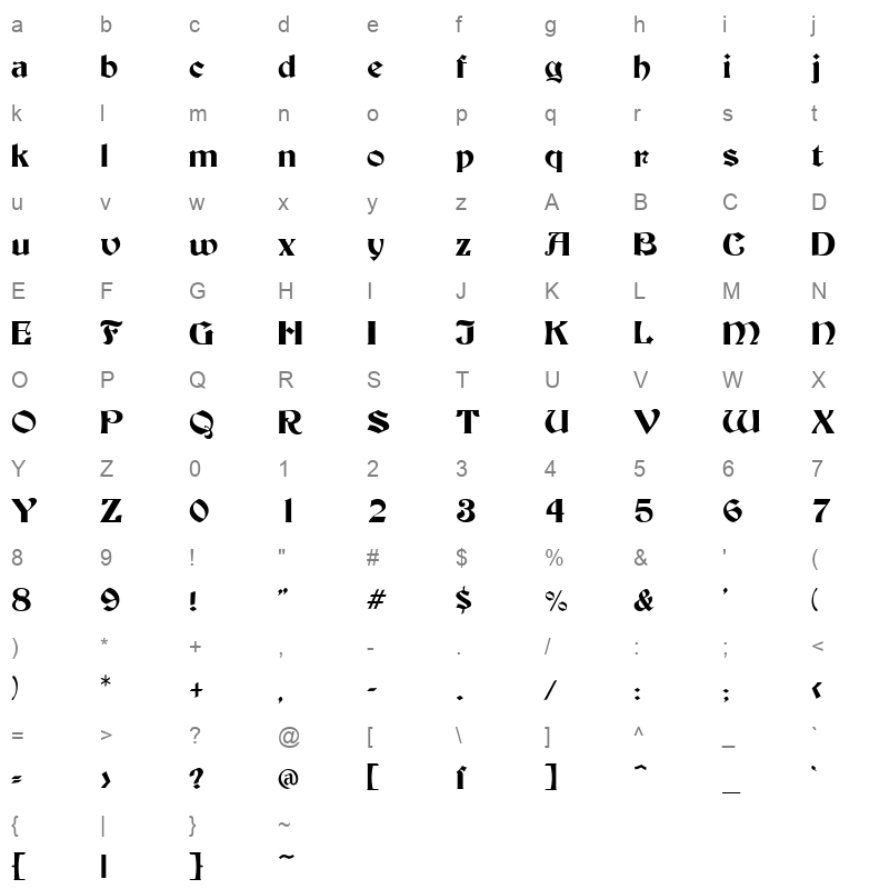 becker Character Map