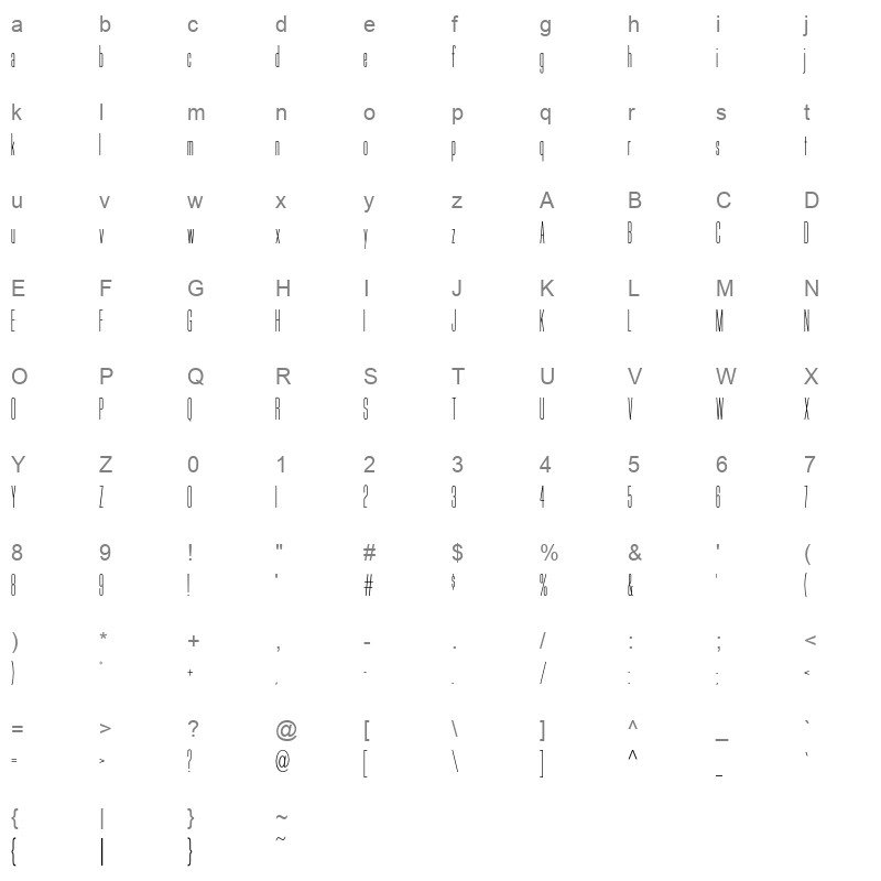 bee one Character Map