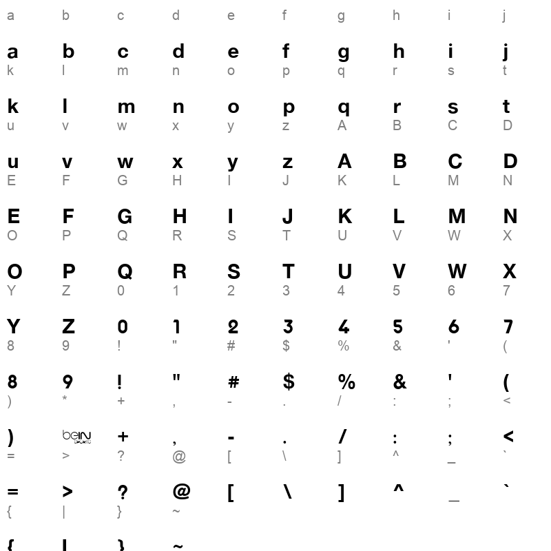 bein ar black Character Map