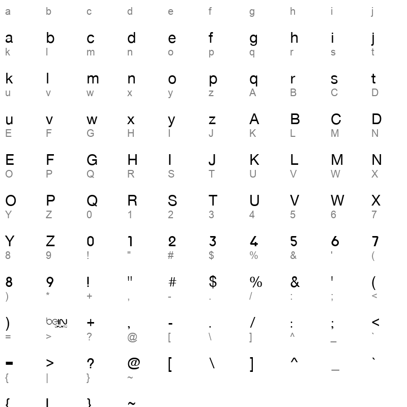 beIN Normal Normal Character Map