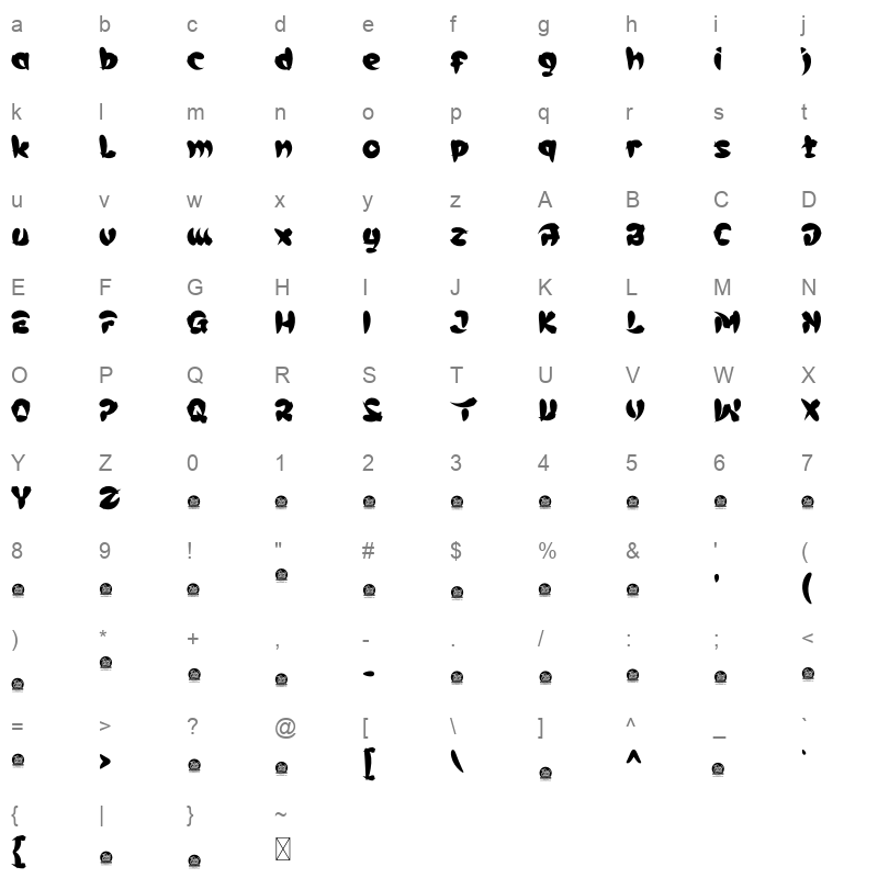 bejo font Character Map