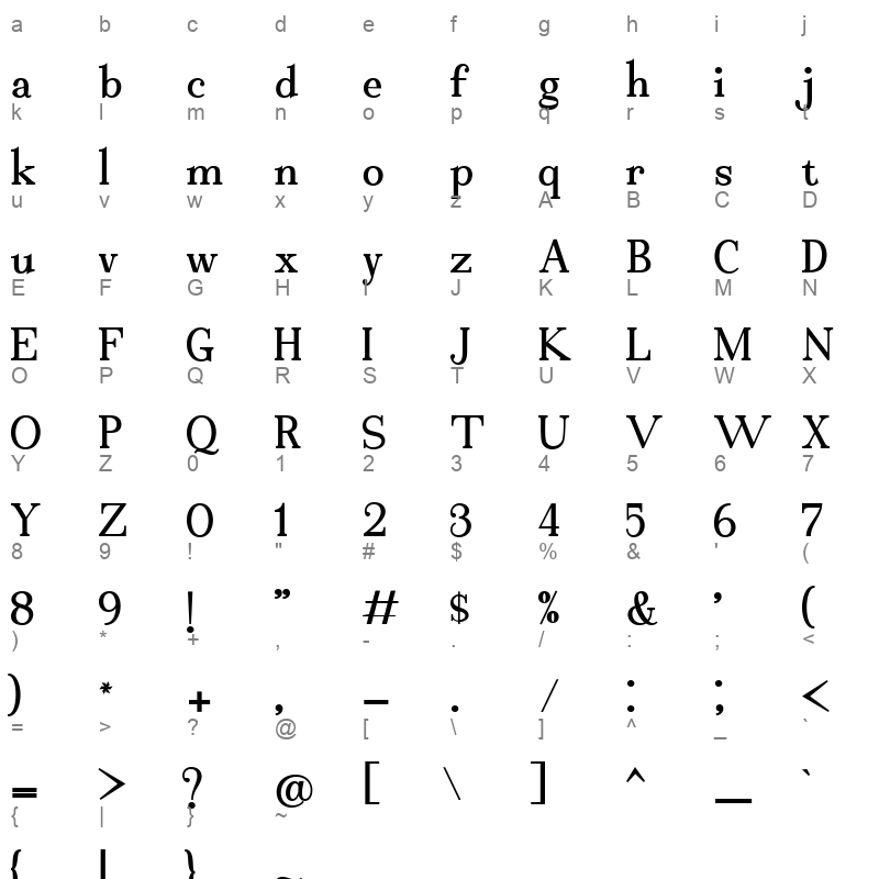 Bekinder Bold Character Map