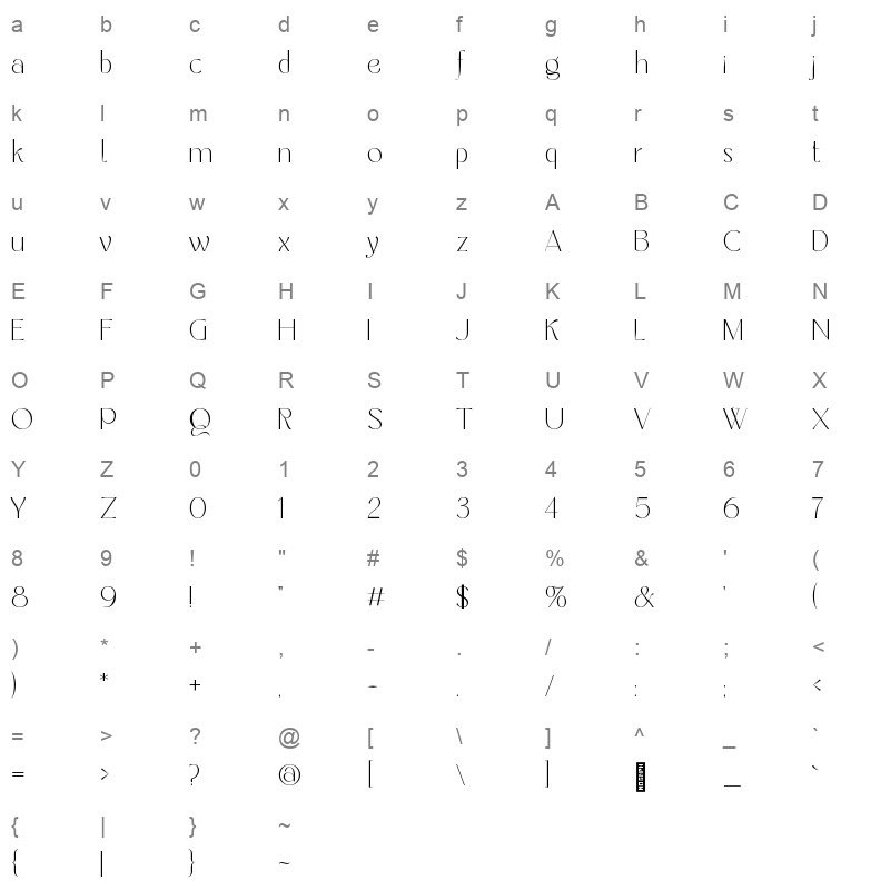 belgato 6 Character Map