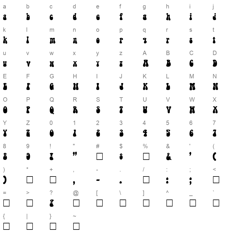 bell bottom laser Character Map