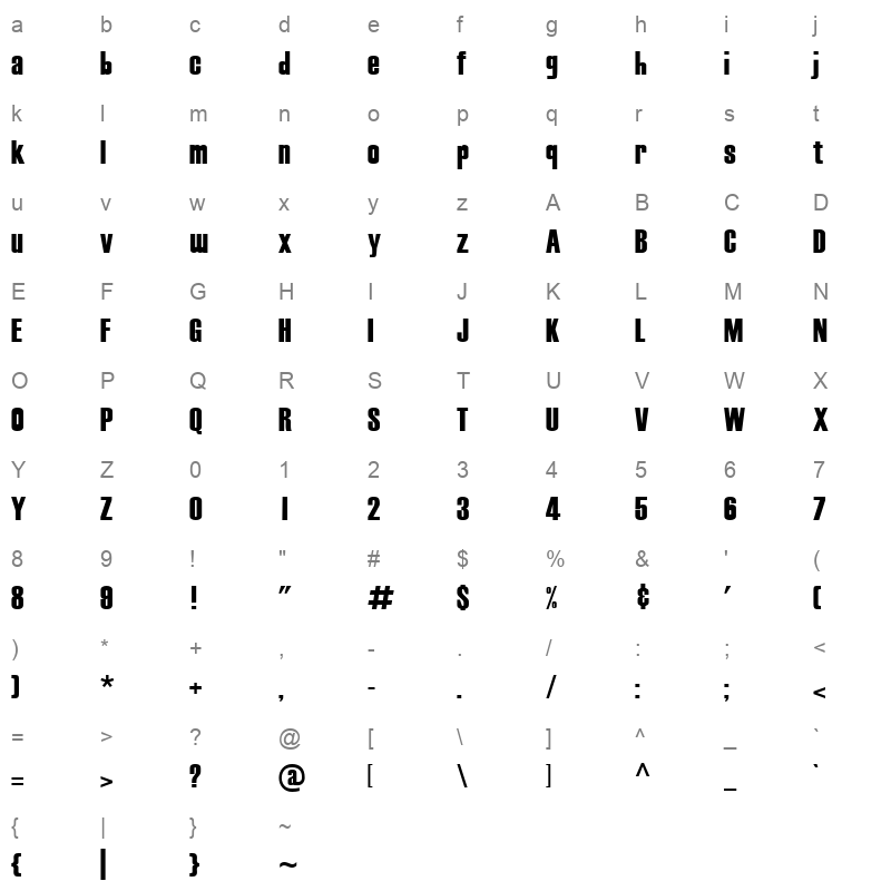 bella sans Character Map
