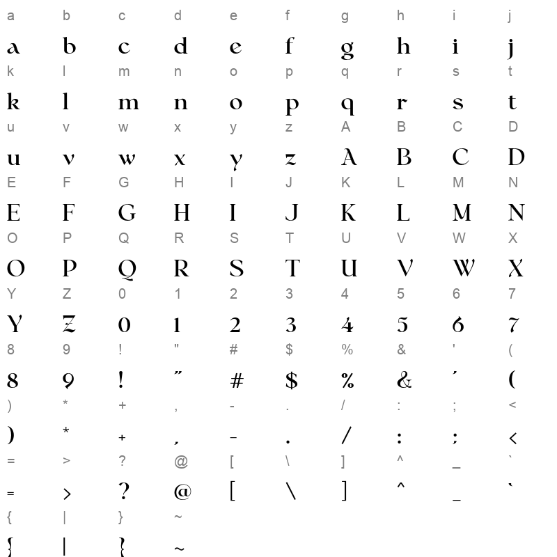 bellagia display bold Character Map